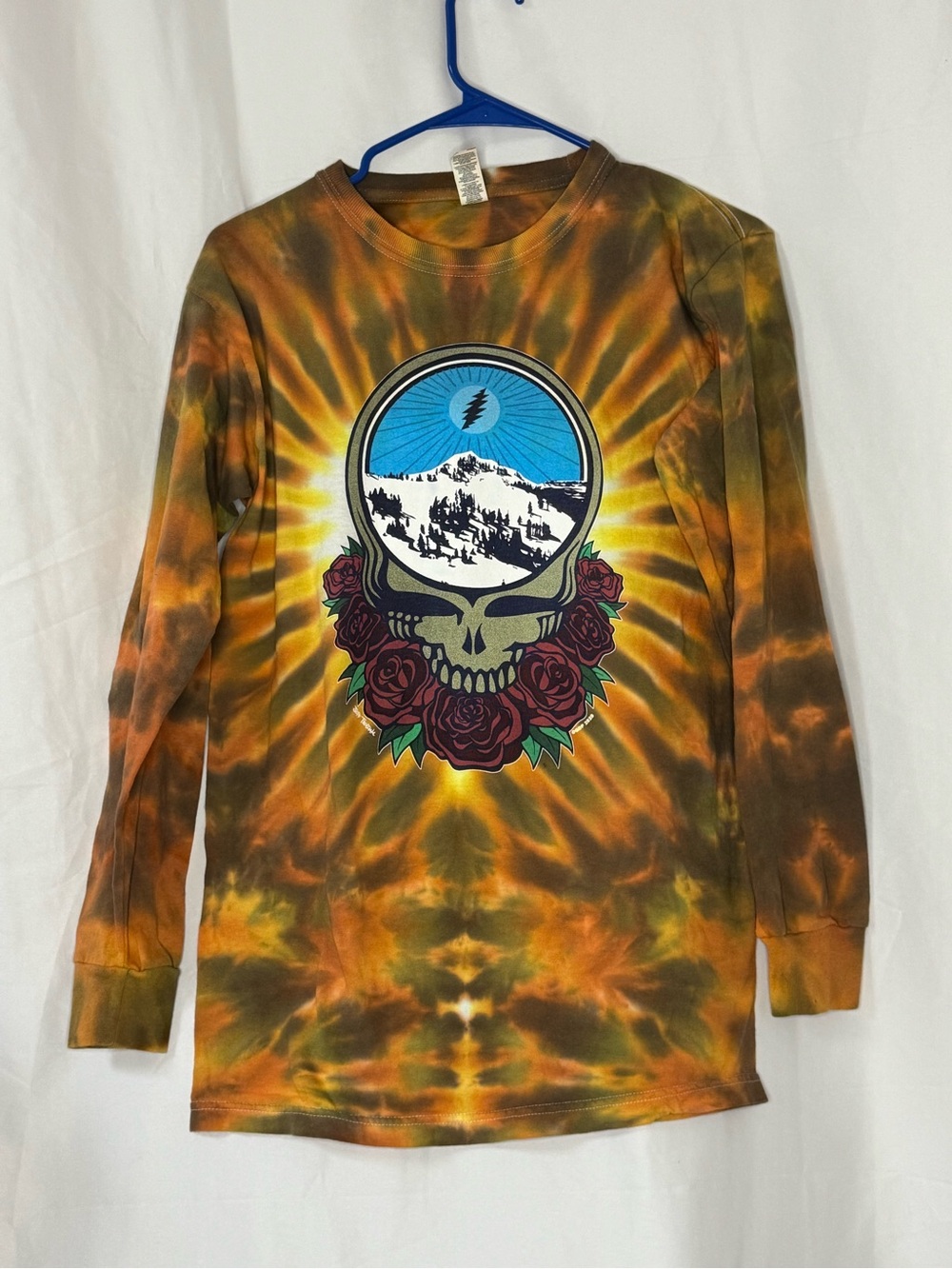 Petite  Long Sleeve Tie-Dye Tee graceful dead Graphic - Orange/Brown